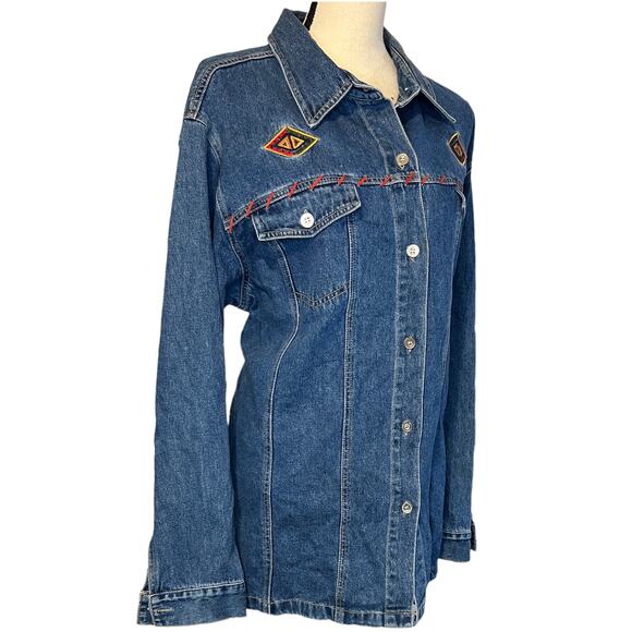 CST Blues Jean Button Down Cotton Shirt Jacket Shacket Southwest Embroidery 20W - Picture 4 of 7